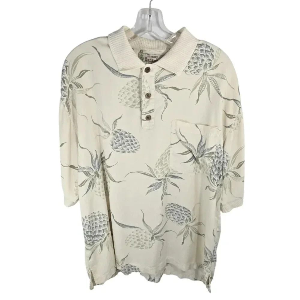 {Tommy Bahama} Pineapple Print Ripped Collar Polo Shirt